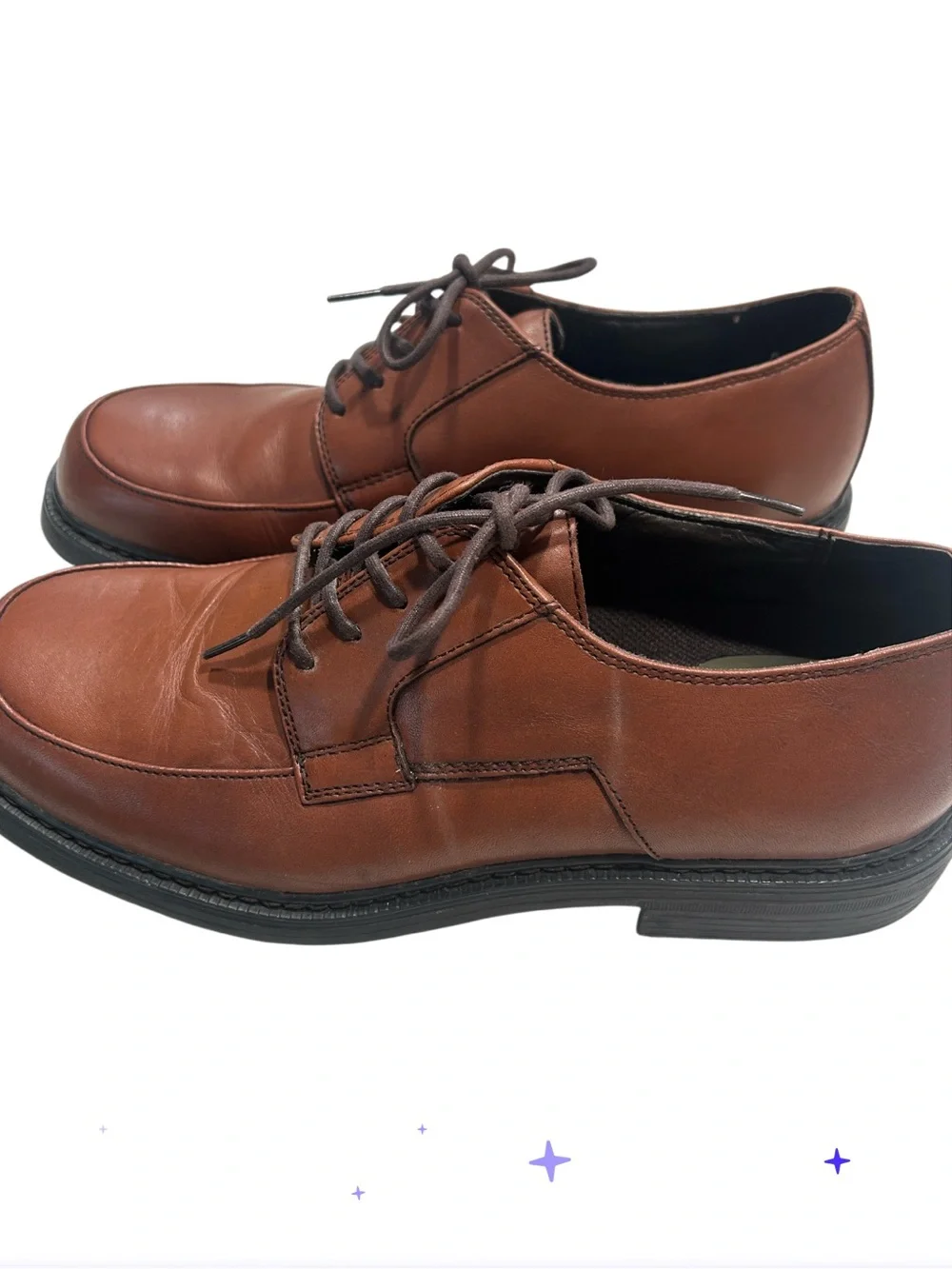 Nunn Bush Men's Brown Leather Comfort Gel Oxford Derby Shoes Size 10